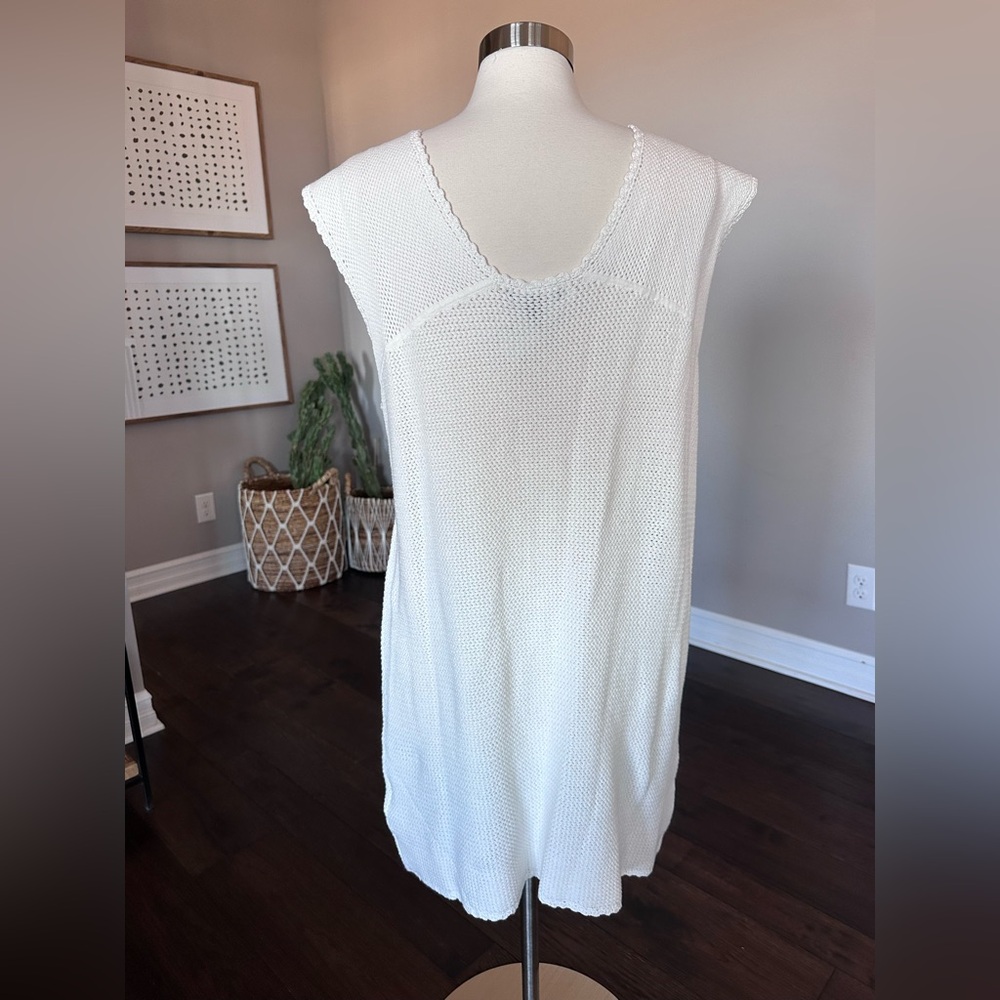 J. Crew Pointelle Cotton Lace-Up Sweater Dress Cover-Up Ivory XL NWTs - Picture 9 of 15